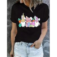 Women's T shirt Tee Graphic Weekend Easter Black White Print Short Sleeve Fashion Round Neck Regular Fit Summer Lightinthebox