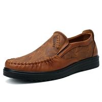Men Large Size Leather Hand Stitching Soft Sole Casual Shoes