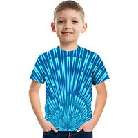 Kids Boys' T shirt Tee Short Sleeve Graphic Optical Illusion Color Block Rainbow Children Tops Summer Active Streetwear Sports 3-12 Years Lightinthebox - thumbnail