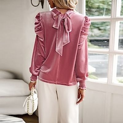 Women's Tube Top Crop Top Wrap Crop Top Peplum Velvet Ribbed Pink Red Green Portrait Bull Everything is Fine Mesh Layered Crochet Long Sleeve Party Casual Going out Hawaiian Western Elegant Round Neck Lightinthebox