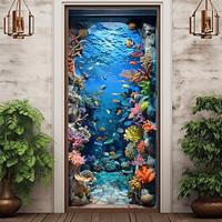 Underwater Cave Door Door Covers Door Tapestry Door Curtain Decoration Backdrop Door Banner for Front Door Farmhouse Holiday Party Decor Supplies Lightinthebox