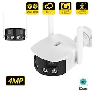 4MP 4K Dual Lens Ultra wide angle 180 Wifi IP Camera Outdoor 4MP Full Color Night Vision Ai Human Detect Security Surveillance miniinthebox