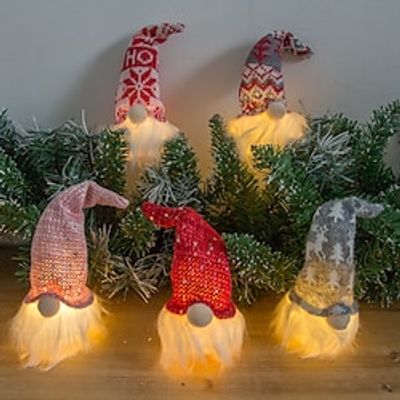 Christmas Glowing Gnome Faceless Dolls Christmas Tree Decorations Ornaments Set Plush Gnome Decorations Dolls for Home Restaurant Office Store Lightinthebox