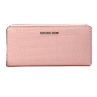 Michael Kors Jet Set Large Pink Animal Print Leather Continental Wrist Wallet (93126)