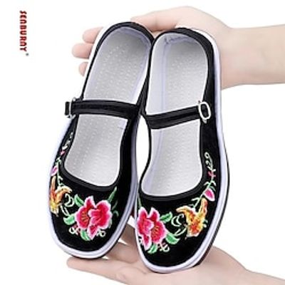 Women's Flats Comfort Shoes Daily Floral Summer Embroidery Flat Heel Pointed Toe Classic Comfort Minimalism Cloth Buckle Black Red Blue Lightinthebox Women's Flats Comfort Shoes Daily Floral Summer Embroidery Flat Heel Pointed Toe Classic Comfort Minimalism Cloth Buckle Black Red Blue Lightinthebox