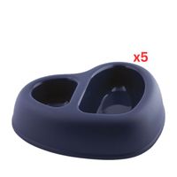 Georplast That's Amore Double Plastic Pet Bowl - Navyblue (Pack of 5)