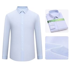 Men's Dress Shirt Lapel Fall Spring Long Sleeve Light Blue Blue Sky Blue Stripes Going out Casual Daily Clothing Apparel Lightinthebox