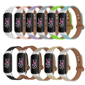 1pc Smart Watch Band Compatible with Fitbit Luxe Genuine Leather Smartwatch Strap Luxury Adjustable Breathable Leather Loop Replacement  Wristband miniinthebox