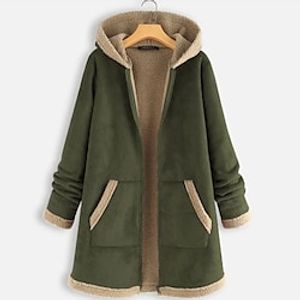 Women's Plus Size Fleece Jacket Pocket Print Animal Cat Cat Outdoor Causal Long Sleeve Hooded Regular Winter Fall Light Army Green Wine L XL XXL 3XL 4XL miniinthebox