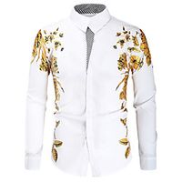 Men's Shirt 3D Print Animal Long Sleeve Daily Tops Retro White Black Red miniinthebox - thumbnail