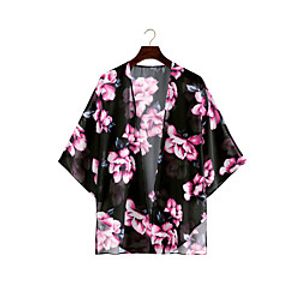 Women's Coat Daily Wear Spring Summer Long Coat V Neck Loose Casual / Daily Jacket Pattern Others Gray Green miniinthebox