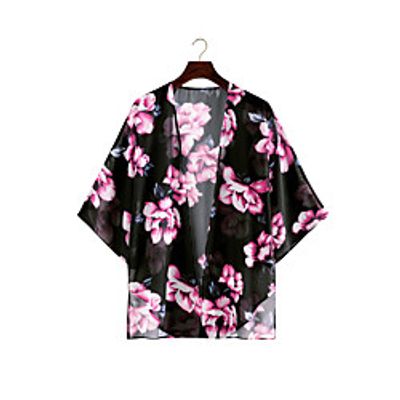 Women's Coat Daily Wear Spring Summer Long Coat V Neck Loose Casual / Daily Jacket Pattern Others Gray Green miniinthebox