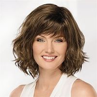 Synthetic Wig Curly With Bangs Machine Made Wig Short A1 Synthetic Hair Women's Soft Fashion Easy to Carry Dark Brown miniinthebox