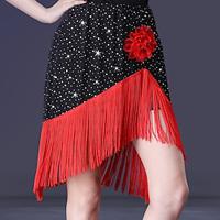 Latin Dance Ballroom Dance Skirts Glitter Tassel Pure Color Women's Performance Training High Polyester Lightinthebox