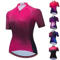 21Grams Women's Cycling Jersey Short Sleeve Bike Top with 3 Rear Pockets Mountain Bike MTB Road Bike Cycling Breathable Quick Dry Moisture Wicking Reflective Strips Black Dark Purple Red Gradient Lightinthebox - thumbnail