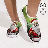 Men's Sneakers Loafers  Slip-Ons Print Shoes Xmas Shoes Plus Size Flyknit Shoes Fitness  Cross Training Shoes Walking Sporty Casual Outdoor Christmas Xmas Mesh Breathable Comfortable Loafer Green Lightinthebox