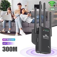 WiFi Signal Amplifier 2.4 GHz WiFi Extenders Signal Booster 300Mbps Easy Setup 4 Antenna Long Range for Home with Ethernet Port miniinthebox