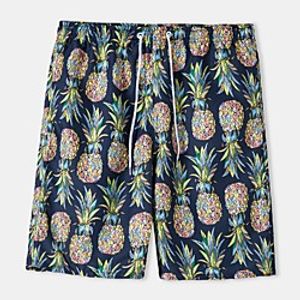 Men's Casual Daily Holiday Shorts Pants Graphic Pineapple Short Navy Blue Lightinthebox