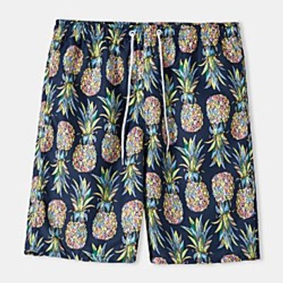 Men's Casual Daily Holiday Shorts Pants Graphic Pineapple Short Navy Blue Lightinthebox
