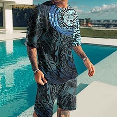 Men's Shorts and T Shirt Set T-Shirt Outfits Graphic Bohemian Crew Neck Clothing Apparel 3D Print Outdoor Daily Short Sleeve 3D Print 2 Piece 2pcs Designer Casual Comfortable Lightinthebox