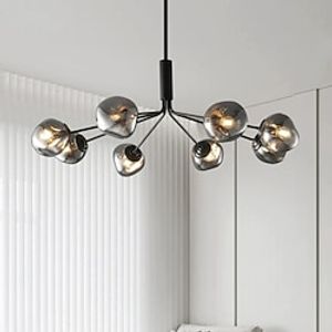 LED Pendant Light Modern Style 358-Lights Ceiling Light Fixtures - Modern Matte Black Semi Flush Mount Ceiling Light with Glass Shade Lightinthebox