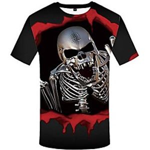 Men's Tee T shirt Shirt 3D Print Skeleton Short Sleeve Daily Wear Tops Personalized Chic  Modern Round Neck LE295 / Summer miniinthebox