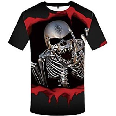 Men's Tee T shirt Shirt 3D Print Skeleton Short Sleeve Daily Wear Tops Personalized Chic  Modern Round Neck LE295 / Summer miniinthebox