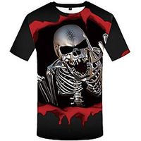 Men's Tee T shirt Shirt 3D Print Skeleton Short Sleeve Daily Wear Tops Personalized Chic  Modern Round Neck LE295 / Summer miniinthebox - thumbnail
