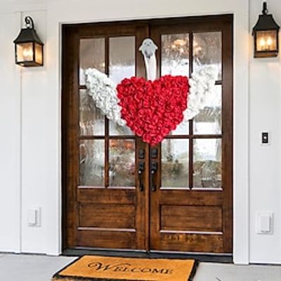 Valentine's Day Wreaths for Front Door, Colourful Rose Holiday Decor for Home Outdoor Indoors Wall Window Wedding Decor Lightinthebox Valentine's Day Wreaths for Front Door, Colourful Rose Holiday Decor for Home Outdoor Indoors Wall Window Wedding Decor Lightinthebox