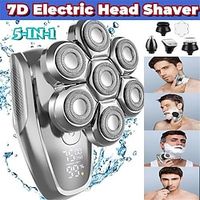 7D Head Shaver 5 in 1 Bald Head Shavers for Men Head Electric Razor with Nose Hair Sideburns Trimmer Waterproof WetDry Mens Grooming Kit LED Display Lightinthebox