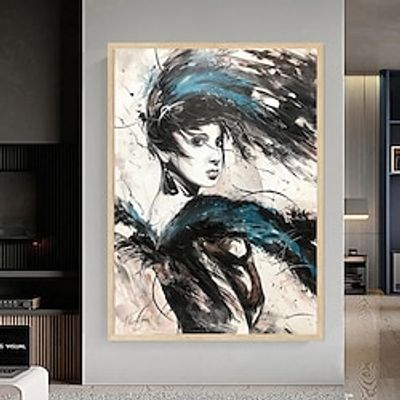 Hand Painted Abstract Woman Oil Painting Wall Art Modern Woman Face Wall Art Abstract Figurative Canvas Painting Modern Woman Portrait Oil Painting Home Decoration Decor ready to hang or canvas Lightinthebox