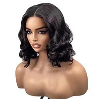 12 Glueless Short Wavy Wigs Human Hair Pre Plucked 13x4 Body Wave HD Lace Front Wigs Human Hair 200 Density Wave Bob Wig Brazilian Human Virgin Hair Shoulder Length Loose Wave Wig for Black Women Lightinthebox - thumbnail