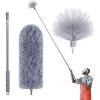 Cobweb Duster with Extension Pole Spider Web Brush  Ceiling Duster Kit for Cleaning 100 Microfiber Feather Duster Cleaner with Washable Head for Ceiling Fan Furniture Home Lightinthebox