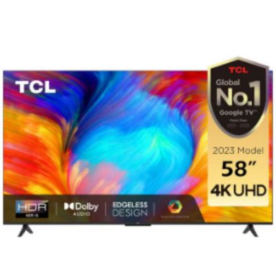 TCL 58 Inch 4K Edgeless UHD Google Smart TV 58T635 Black