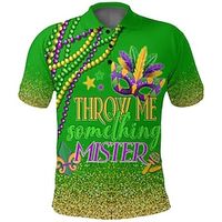 Crocodile Letter Men's Abstract Print 3D Golf Polo Carnival Outdoor Daily Wear Polyester Short Sleeve Turndown Polo Shirts Purple Green Autumn  Fall S M L Micro-elastic Lapel Polo Lightinthebox - thumbnail