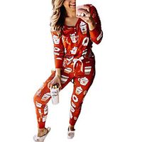 Women's Loungewear Sets Home Halloween Daily Bed Print Cartoon Stripe Polyster Fashion Soft T shirt Pant Fall Winter V Wire Long Sleeve Long Pant Drawstring Lightinthebox - thumbnail