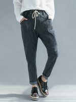 Casual Elastic Waist Drawstring Denim Pants