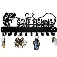 Cute Fish Key Storage Rack With Hooks, Stable Key Metal Holder For Coats, Hats, Clothes, Household Space Saving Storage Organizer For Bedroom, Bathroom, Office, Entryway, Hallway, Home, Wall Decor, Ae Lightinthebox - thumbnail