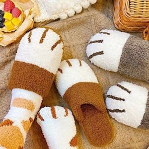 Women's Couple Style Cute Cat Claw Shape Home Plush Warm Cotton Slippers Indoor Slippers Lightinthebox
