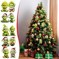 Christmas Hanging Ornament Grinches 2D Acrylic Christmas Tree Decor Pendants Cute Funny Green Christmas Pendants Xmas Hanging Ornaments miniinthebox - thumbnail