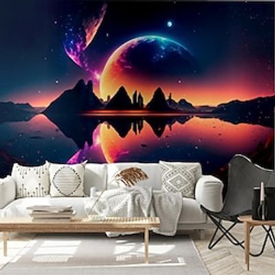 3d Fluorescent Light Murals Dazzle Landscape Canvas Material Self adhesive Wallpaper Mural Wall Cloth Room Wallcovering Lightinthebox