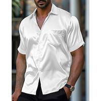 Men's Shirt Button Up Shirt Casual Shirt Summer Shirt Beach Shirt Black White Blue Green Short Sleeve Stripes Collar Lapel Daily Vacation Clothing Apparel Fashion Casual Comfortable Lightinthebox