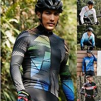 21Grams Men's Cycling Jersey Long Sleeve Bike Jersey Top with 3 Rear Pockets Mountain Bike MTB Road Bike Cycling Breathable Quick Dry Moisture Wicking Reflective Strips Black Sky Blue Royal Blue Lightinthebox - thumbnail