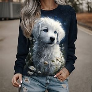 Women's Sweatshirt Pullover Dog Active Sportswear Print Black Casual Sports Round Neck Long Sleeve Top Micro-elastic Fall  Winter Lightinthebox
