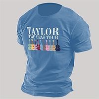 Letter Musical Instrument Black Blue T shirt Tee Men's Graphic Cotton Blend Shirt Sports Classic Shirt Short Sleeve Comfortable Tee Sports Outdoor Holiday Summer Fashion Designer Clothing S M L XL Lightinthebox - thumbnail