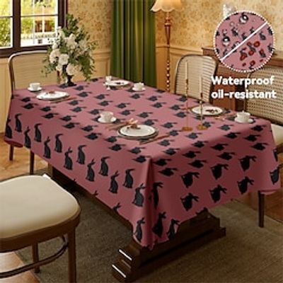 Rabbit Pattern Rectangular Tablecloth Water Resistance Antiwrinkle Spillproof Soft for Dining Room, Buffet Banquet Parties and Holiday Dinners Lightinthebox