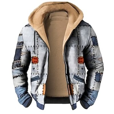 Color Block Patchwork Men's Daily 3D Printing Hoodie Holiday Vacation Going out Hoodies Blue Green Hooded Print Fall  Winter Designer Hoodie Sweatshirt Lightinthebox