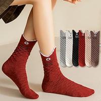 6 Pairs Women's Crew Socks Daily Animal Polyester Simple Casual Cute Socks Lightinthebox