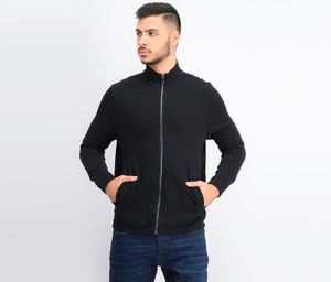 Mens Zip-Front Heathered Sweater  Deep Black