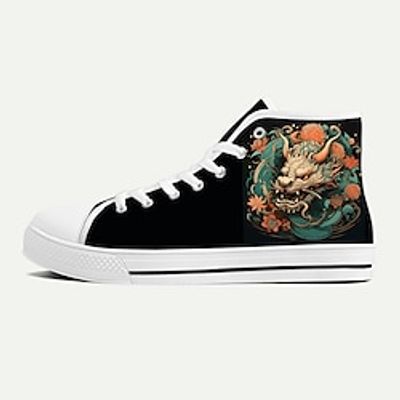 Men's Sneakers Casual Shoes Print Shoes Plus Size Classic Casual New Year Daily Canvas Lace-up Black Black Blue Summer Spring Fall Lightinthebox